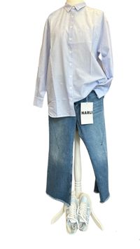 l&auml;ssiges Baumwollhemd von Narli hellblau gestreift mit Schubtaschen 159&euro; - Kopie